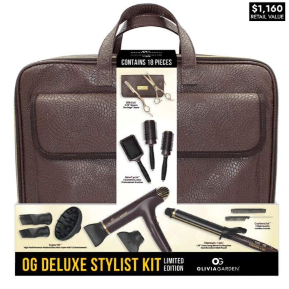 Deluxe Stylist Tool Kit by Olivia Garden ***HARD TO FIND CONTAINS 18 PIECES***